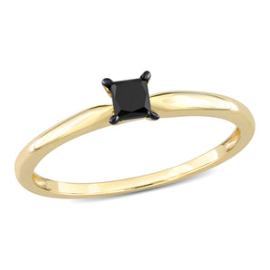 Ice Jewellery 1/4 CT Black Diamond Solitaire Ring in 14k Yellow Gold w/ Black Rhodium Plated -  75000005529 | Ice Jewellery Australia
