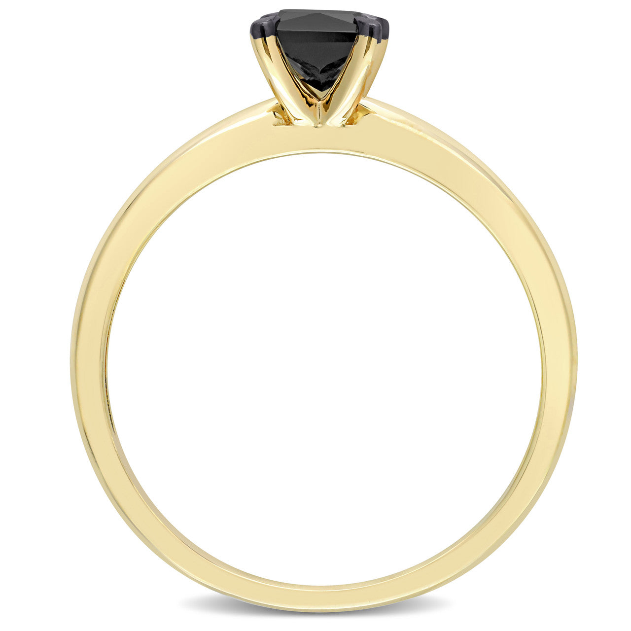 Ice Jewellery 1/2 CT Black Diamond Solitaire Ring in 14k Yellow Gold w/ Black Rhodium Plated -  75000005533 | Ice Jewellery Australia