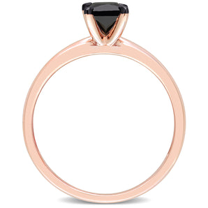 Ice Jewellery 3/4 CT Black Diamond Solitaire Ring 14k Pink Gold w/ Black Rhodium Plated -  75000005547 | Ice Jewellery Australia