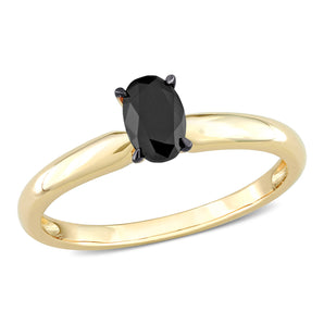 Ice Jewellery 1/2 CT Black Diamond Solitaire Ring in 14k Yellow Gold w/ Black Rhodium Plated -  75000005555 | Ice Jewellery Australia