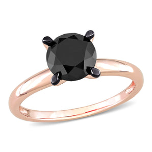 Ice Jewellery 2 CT Black Diamond Solitaire Ring in 14k Pink Gold w/ Black Rhodium Plated -  75000005562 | Ice Jewellery Australia