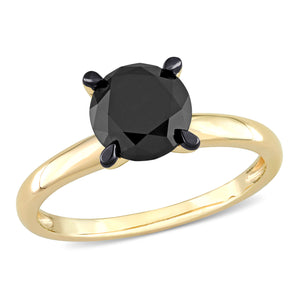 Ice Jewellery 2 CT Black Diamond Solitaire Ring in 14k Yellow Gold w/ Black Rhodium Plated -  75000005563 | Ice Jewellery Australia