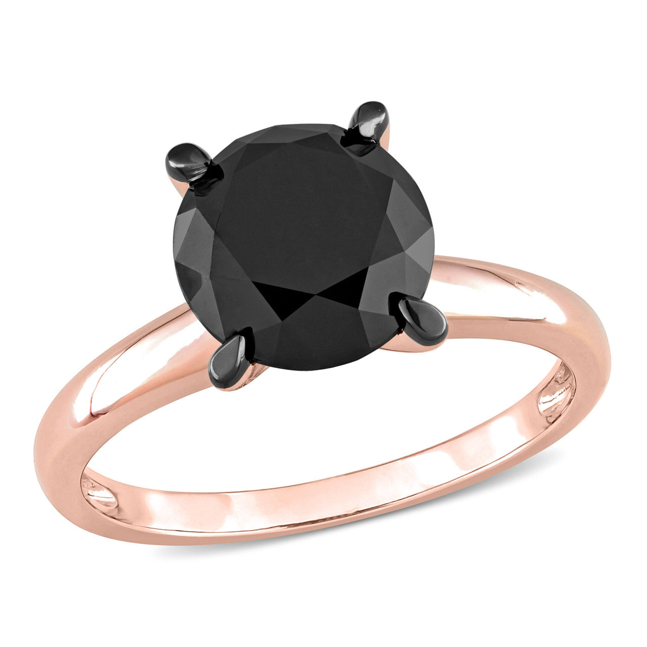 Ice Jewellery 3 CT Black Diamond Solitaire Ring in 14k Pink Gold w/ Black Rhodium Plated -  75000005566 | Ice Jewellery Australia