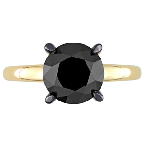 Ice Jewellery 3 CT Black Diamond Solitaire Ring in 14k Yellow Gold w/ Black Rhodium Plated -  75000005565 | Ice Jewellery Australia
