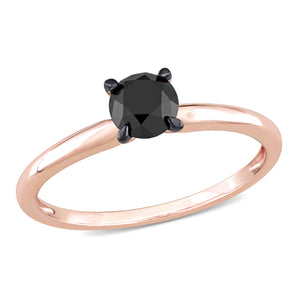 Ice Jewellery 3/4 CT Black Diamond Solitaire Ring in 14k Pink Gold w/ Black Rhodium Plated -  75000005570 | Ice Jewellery Australia