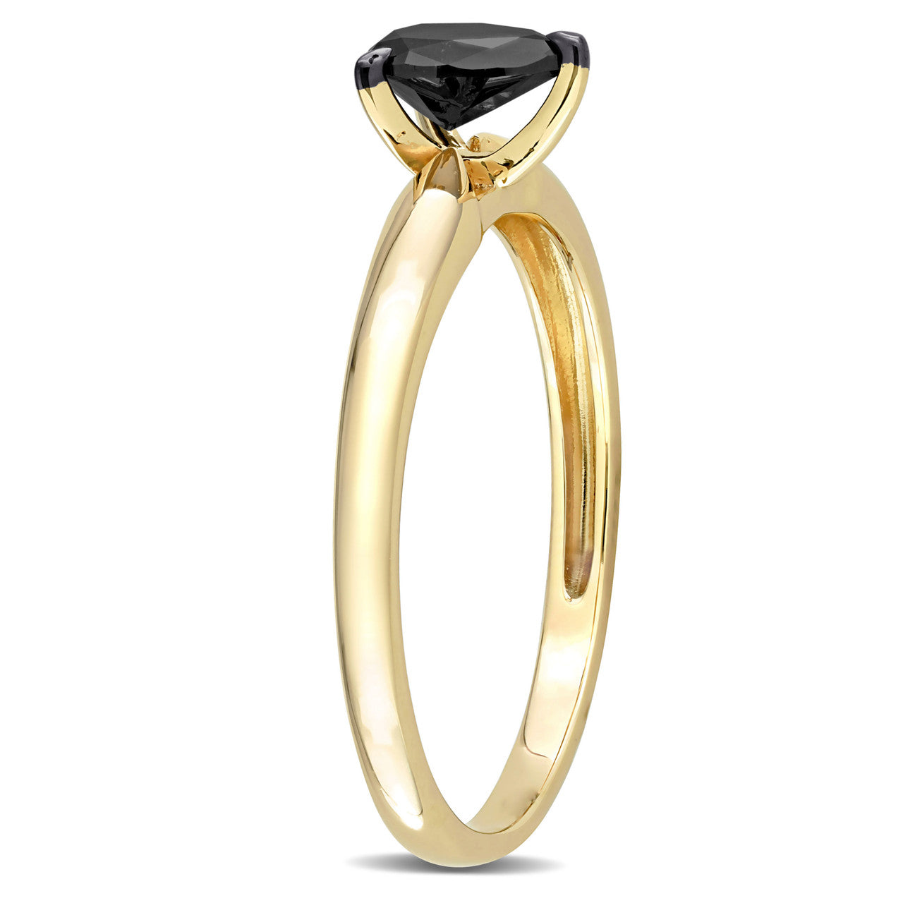 Ice Jewellery 1/2 CT Black Diamond Solitaire Ring in 14k Yellow Gold w/ Black Rhodium Plated -  75000005542 | Ice Jewellery Australia