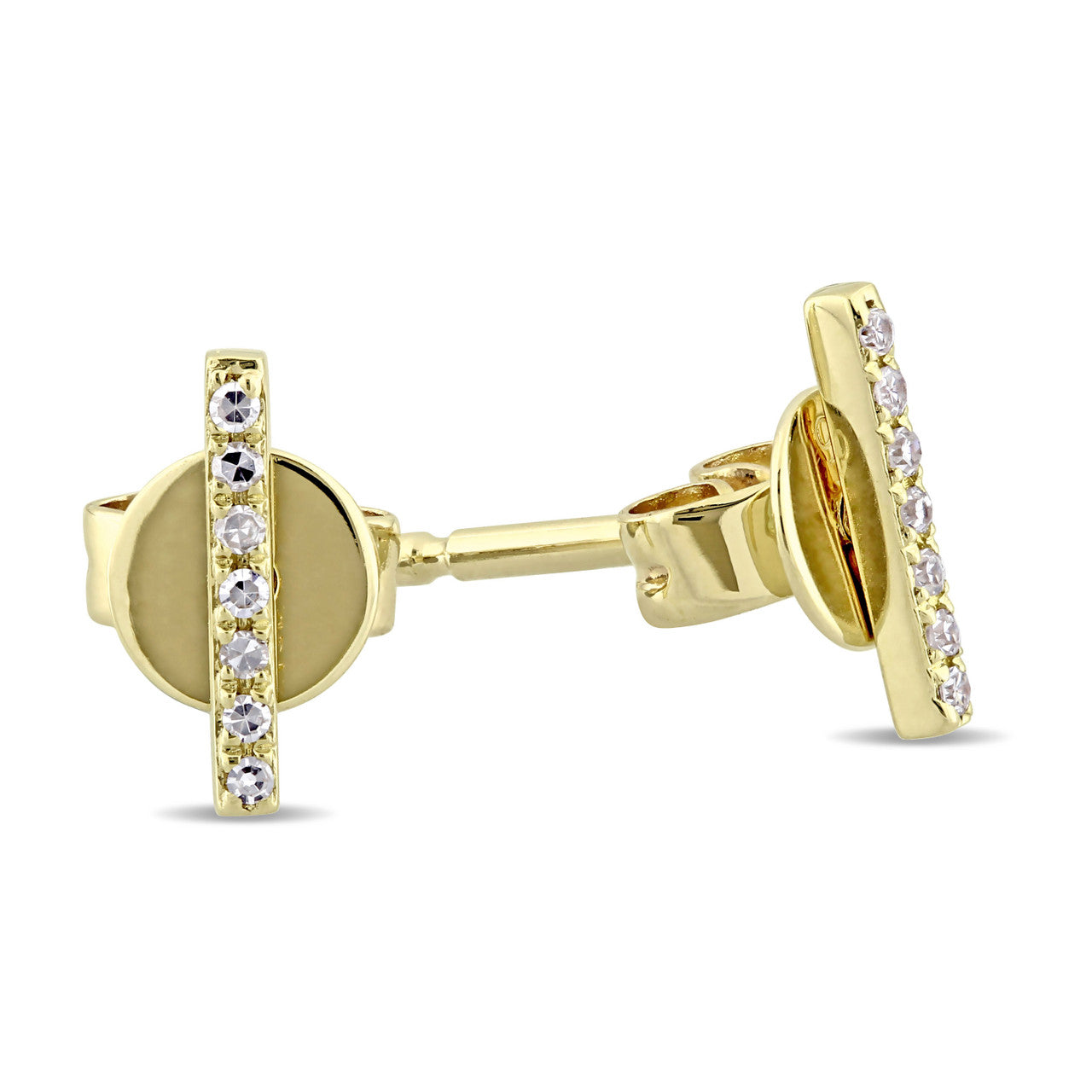 Ice Jewellery 0.05 CT Diamond Bar Stud Earrings in 14k Yellow Gold - 75000005658 | Ice Jewellery Australia