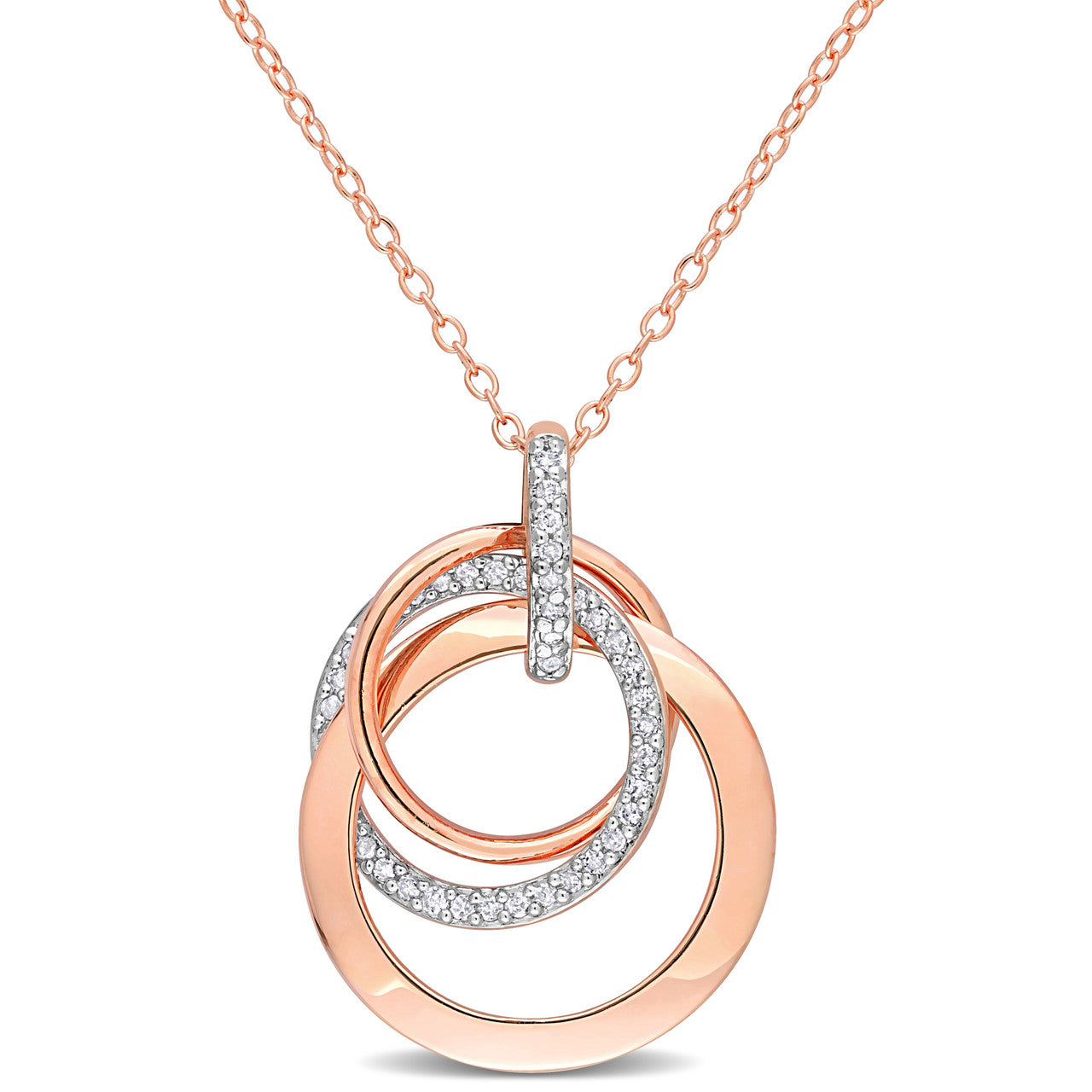 Ice Jewellery 1/5 CT Diamond Multiple Circle Pendant With Chain in Pink Silver - 75000005690 | Ice Jewellery Australia