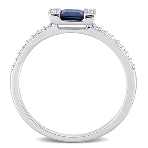 Ice Jewellery 1/10 CT Diamond And 0.45 CT Blue Sapphire Engagement Ring in 14k White Gold - 75000005689 | Ice Jewellery Australia
