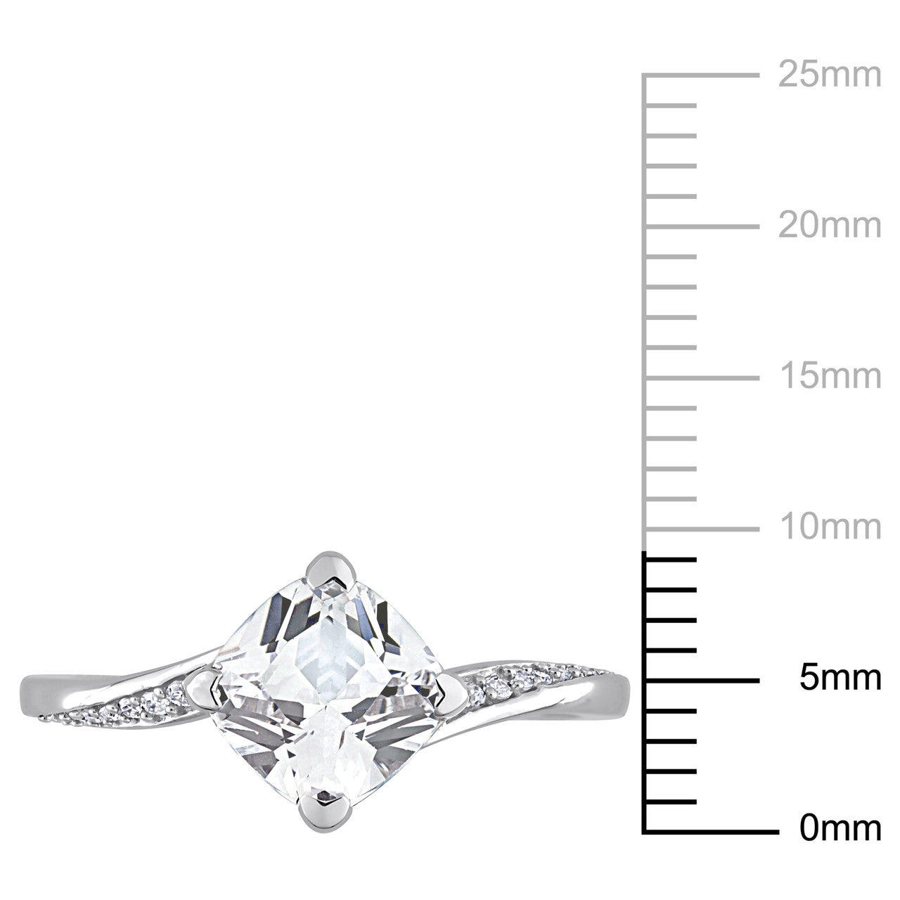 Ice Jewellery 0.07 CT Diamond And 2 CT Created White Sapphire Solitaire Ring in 10k White Gold - 75000005719 | Ice Jewellery Australia