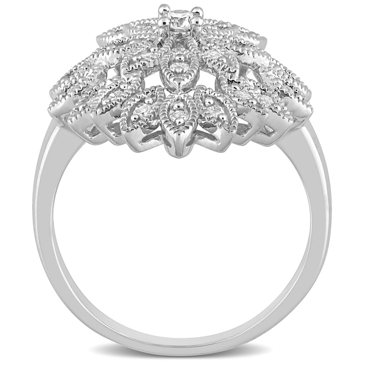 Ice Jewellery 1/3 CT Diamond Floral Ring in Sterling Silver - 75000005721 | Ice Jewellery Australia