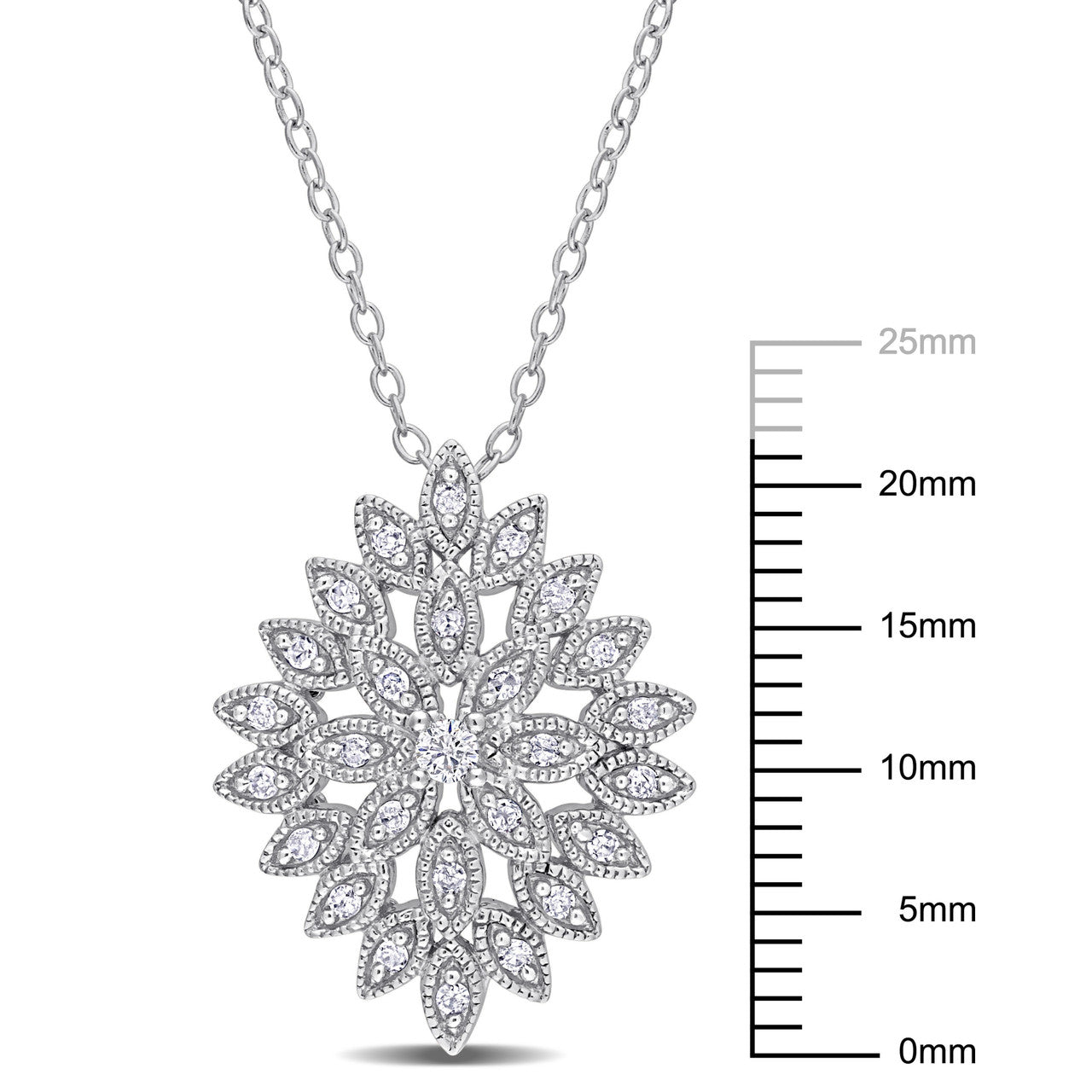 Ice Jewellery 1/4 CT Diamond Flower Pendant With Chain in Sterling Silver - 75000005723 | Ice Jewellery Australia