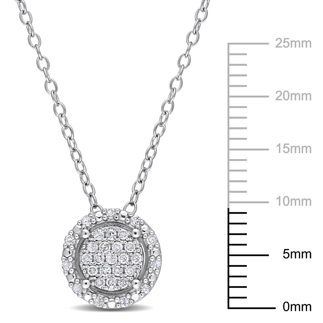 Ice Jewellery 1/6 CT Diamond Cluster Halo Pendant With Chain in Sterling Silver - 75000005729 | Ice Jewellery Australia