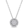 Ice Jewellery 1/6 CT Diamond Cluster Halo Pendant With Chain in Sterling Silver - 75000005729 | Ice Jewellery Australia