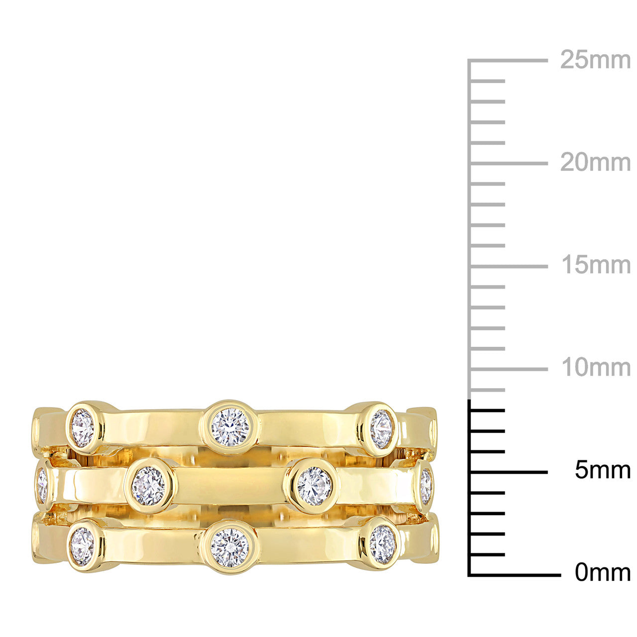 Ice Jewellery 1/2 CT Lab Created Diamond Multi Row Eternity Ring in 18K Yellow Gold Plated Silver - 75000005728 | Ice Jewellery Australia