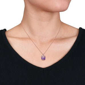 Ice Jewellery 6 3/4 CT Amethyst White Topaz Bow Pendant With Chain in Pink Silver - 75000005706 | Ice Jewellery Australia