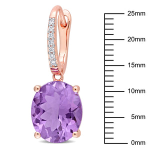 Ice Jewellery 1/10 CT Diamond And 8 CT Amethyst Dangle Earrings in 14k Pink Gold - 75000005738 | Ice Jewellery Australia