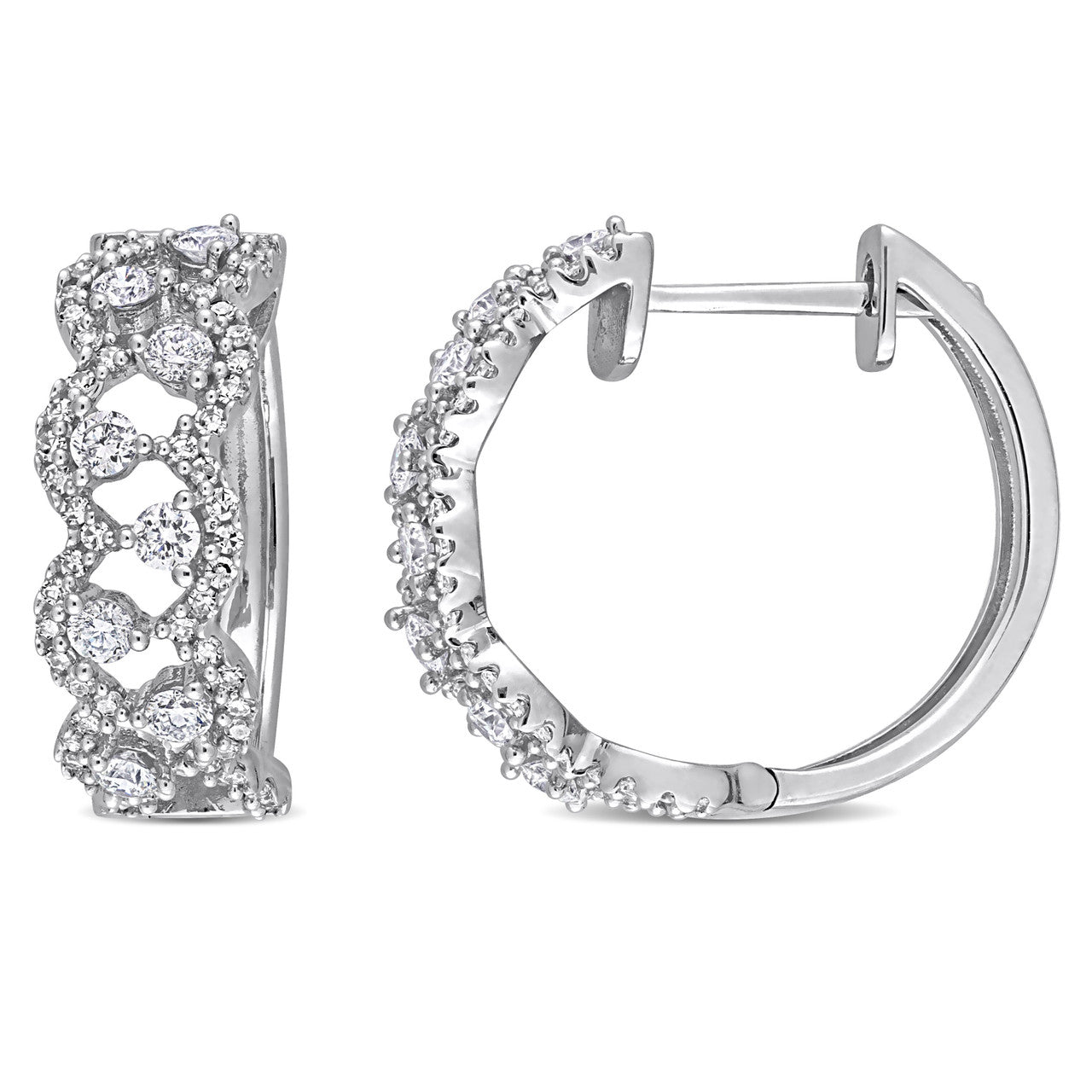 Ice Jewellery 1 CT Diamond Hoop Earrings in 14k White Gold - 75000005740 | Ice Jewellery Australia