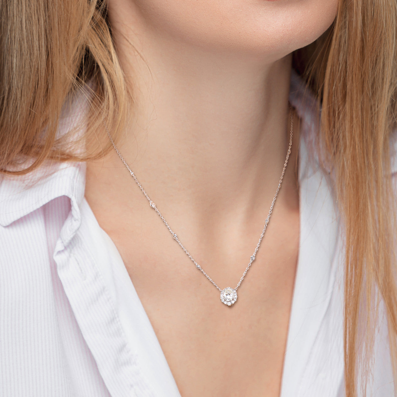Ice Jewellery 1 1/2 CT Created Moissanite-White Necklace With Chain in Sterling Silver - 75000005763 | Ice Jewellery Australia