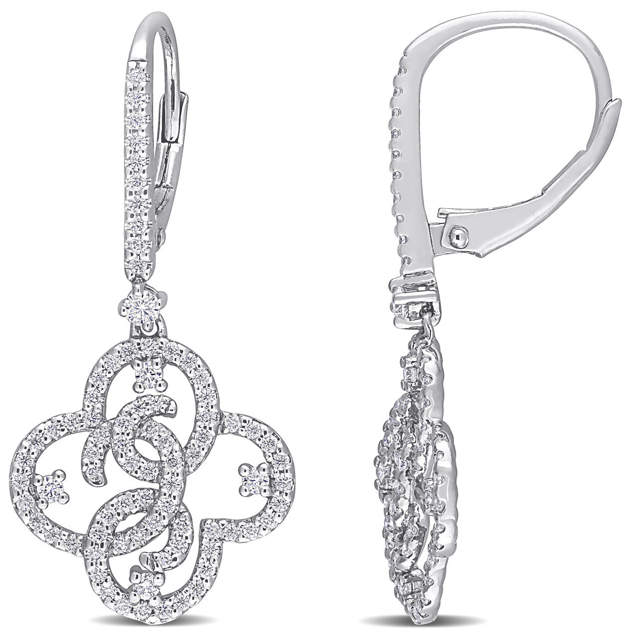 Ice Jewellery 1 CT Created Moissanite-White Floral Drop Earrings in Sterling Silver - 75000005774 | Ice Jewellery Australia