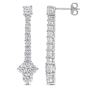 Ice Jewellery 3 3/8 CT Created Moissanite-White Dangle Earrings in Sterling Silver - 75000005775 | Ice Jewellery Australia