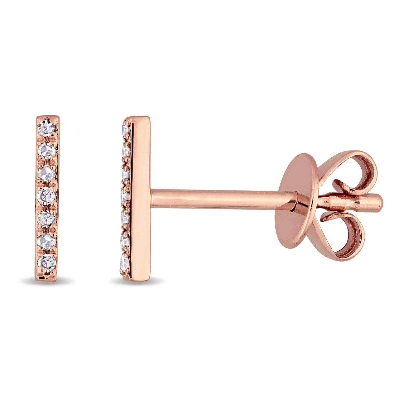 Ice Jewellery 0.05 CT Diamond Bar Post Earrings in 14k Pink Gold - 75000005659 | Ice Jewellery Australia