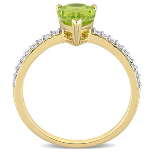 Ice Jewellery 1/7 CT Diamond And 1 1/7 CT Peridot Engagement Ring in 14k Yellow Gold - 75000005664 | Ice Jewellery Australia