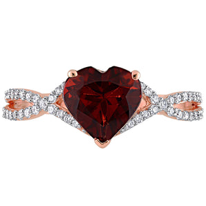 Ice Jewellery 1/5 CT Diamond And 2 CT Garnet Crossover Ring in 14k Pink Gold - 75000005668 | Ice Jewellery Australia