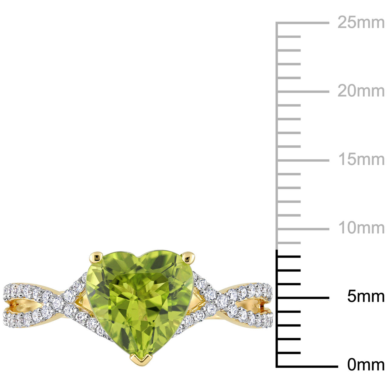 Ice Jewellery 1/5 CT Diamond And 1.67 CT Peridot Crossover Engagement Ring in 14k Yellow Gold - 75000005669 | Ice Jewellery Australia