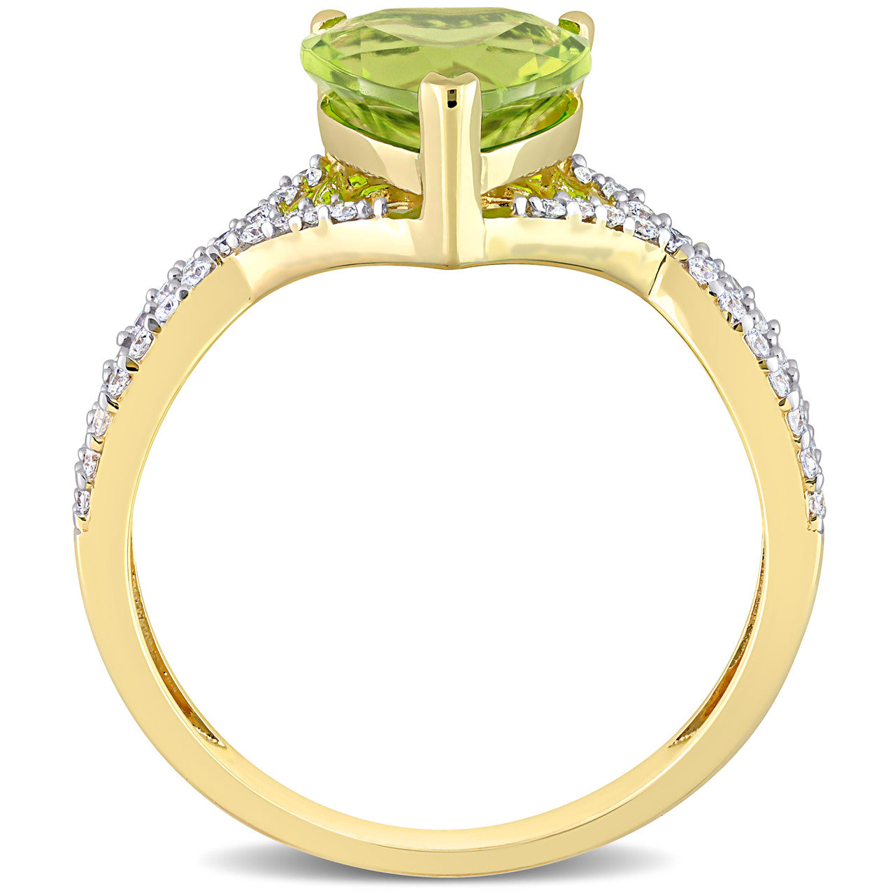 Ice Jewellery 1/5 CT Diamond And 1.67 CT Peridot Crossover Engagement Ring in 14k Yellow Gold - 75000005669 | Ice Jewellery Australia