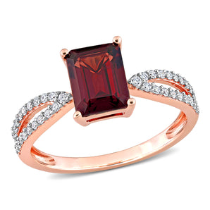 Ice Jewellery 1/5 CT Diamond And 2 1/8 CT Garnet Split Shank Ring in 14k Pink Gold - 75000005672 | Ice Jewellery Australia