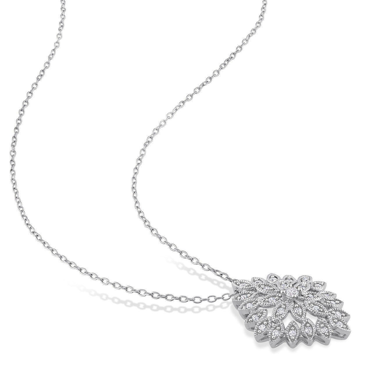 Ice Jewellery 1/2 CT Diamond Flower Earrings And Pendant With Chain in Sterling Silver - 75000005725 | Ice Jewellery Australia