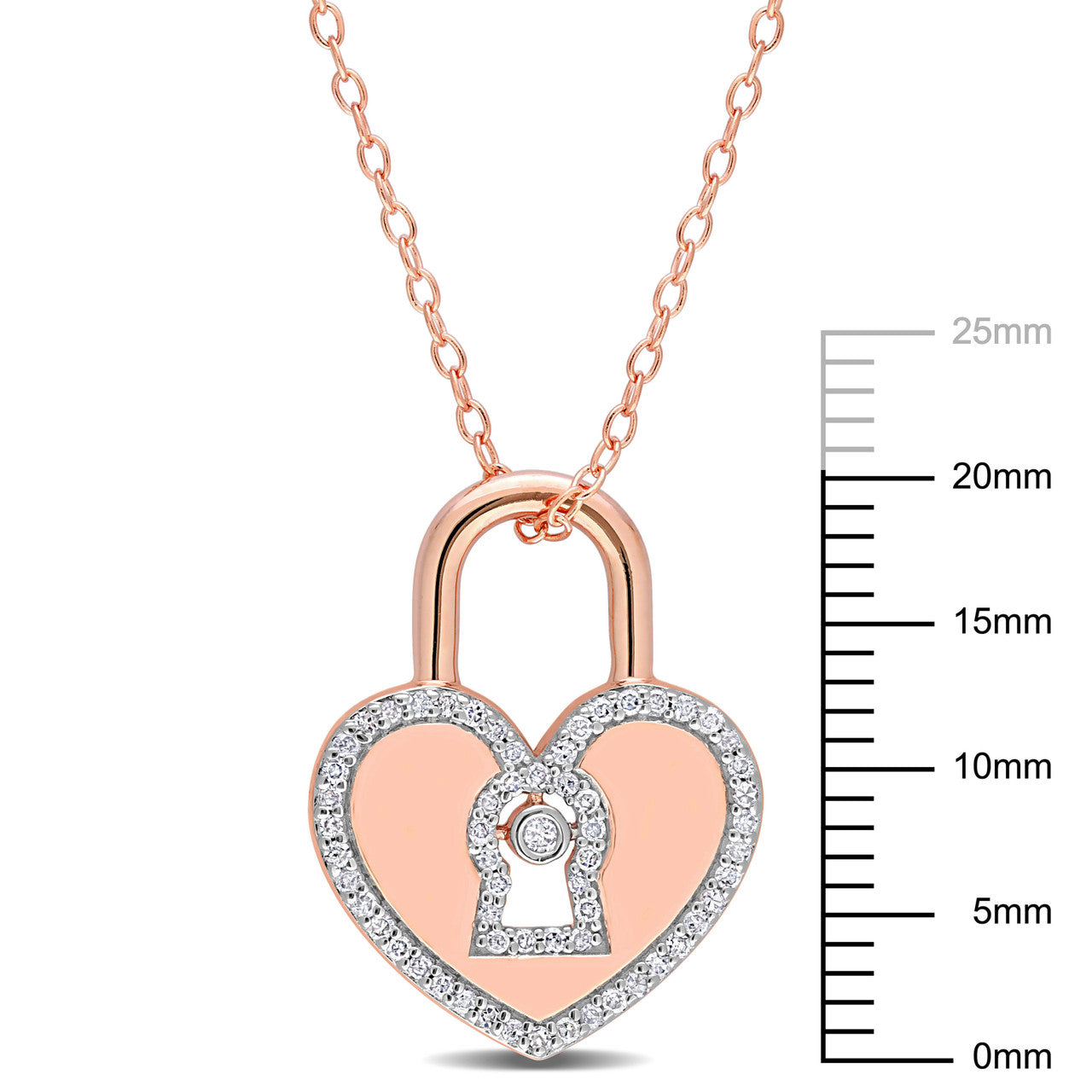 Ice Jewellery 1/5 CT Diamond Pendant With Chain in Pink Silver - 75000005693 | Ice Jewellery Australia