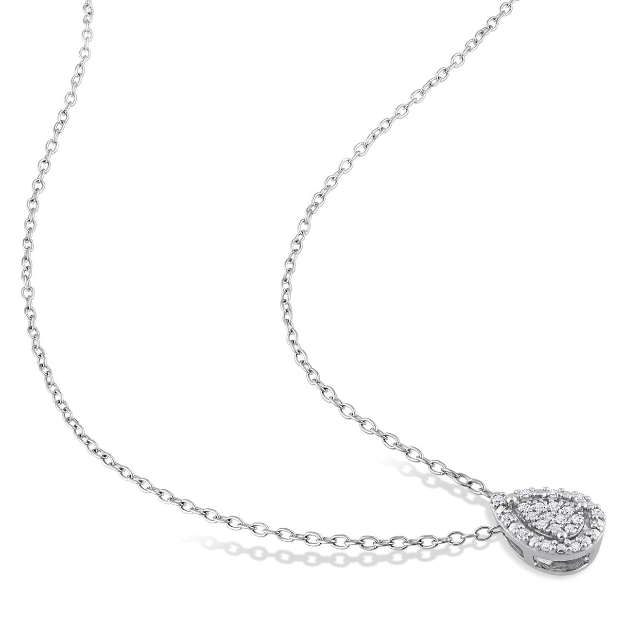 Ice Jewellery 1/10 CT Diamond Cluster Halo Pendant With Chain in Sterling Silver - 75000005783 | Ice Jewellery Australia