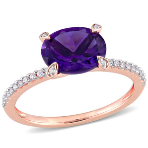 Ice Jewellery 1 5/8 CT TW Oval-Cut African Amethyst And 1/10 CT TW Diamond Ring In 10K Rose Gold - 75000005987 | Ice Jewellery Australia