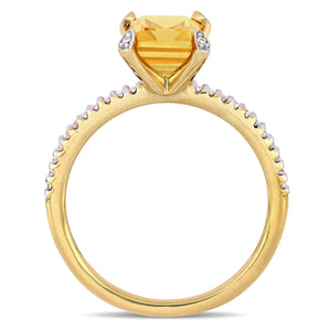 Ice Jewellery 1 1/2 CT TW Citrine & 1/10 CT TW Diamond Ring In 10K Yellow Gold - 75000005994 | Ice Jewellery Australia