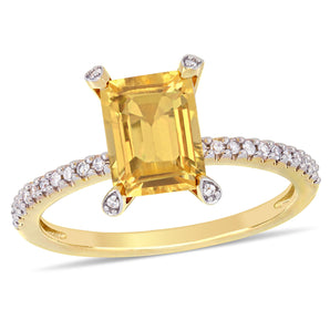 Ice Jewellery 1 1/2 CT TW Citrine & 1/10 CT TW Diamond Ring In 10K Yellow Gold - 75000005994 | Ice Jewellery Australia
