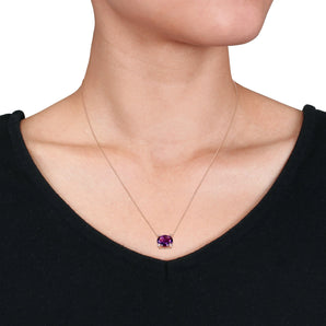 Ice Jewellery 2 3/8 CT TW Oval-Cut African-Amethyst And Diamond Accent Station Necklace In 10K Rose Gold - 75000005996 | Ice Jewellery Australia