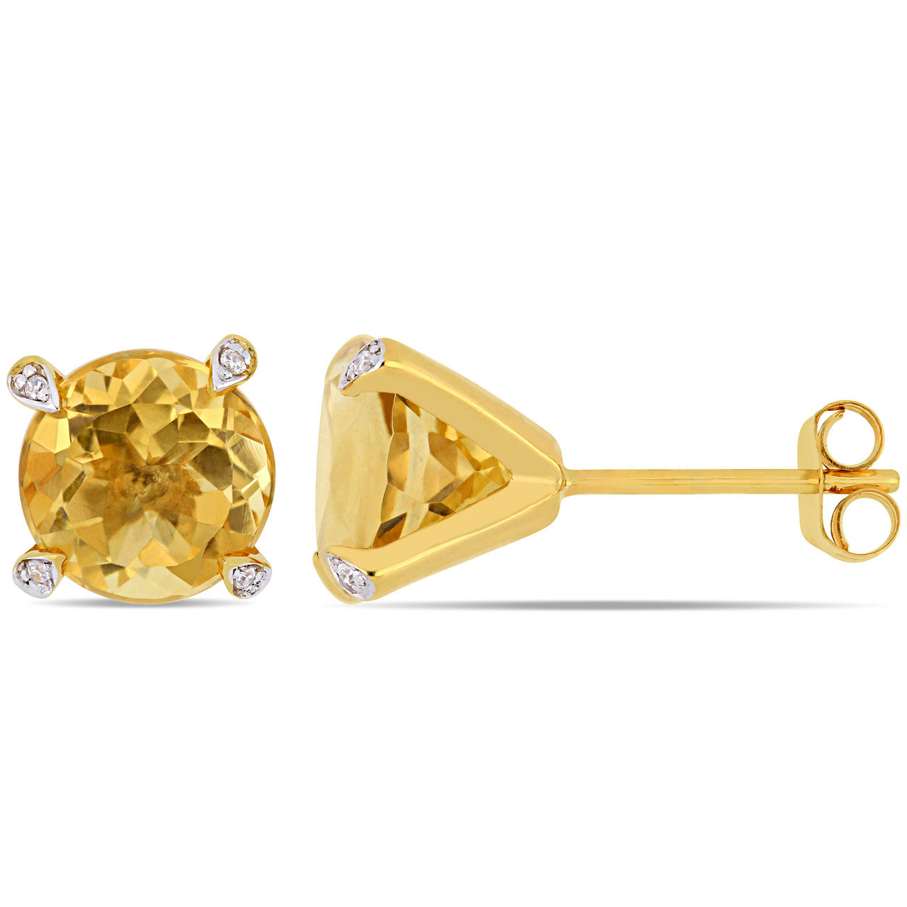 Ice Jewellery 3 5/8 CT Citrine And 1/10 CT Diamond Martini Stud Earrings In 10K Yellow Gold - 75000005998 | Ice Jewellery Australia