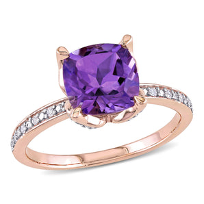 Ice Jewellery 0.06 CT Diamond  & 1 3/4 CT Amethyst Fashion Ring In 10K Rose Gold - 75000005920 | Ice Jewellery Australia