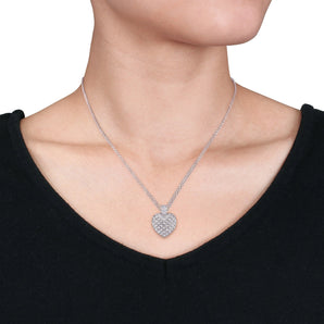 Ice Jewellery 1 CT TW Diamond Heart Pendant With Triple Chain In Sterling Silver - 75000006077 | Ice Jewellery Australia