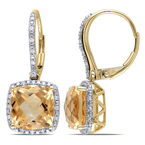 Ice Jewellery 1/5 CT TW Diamond And 5 4/5 CT TW Citrine Leverback Earrings in 10K Yellow Gold - 75000005874 | Ice Jewellery Australia