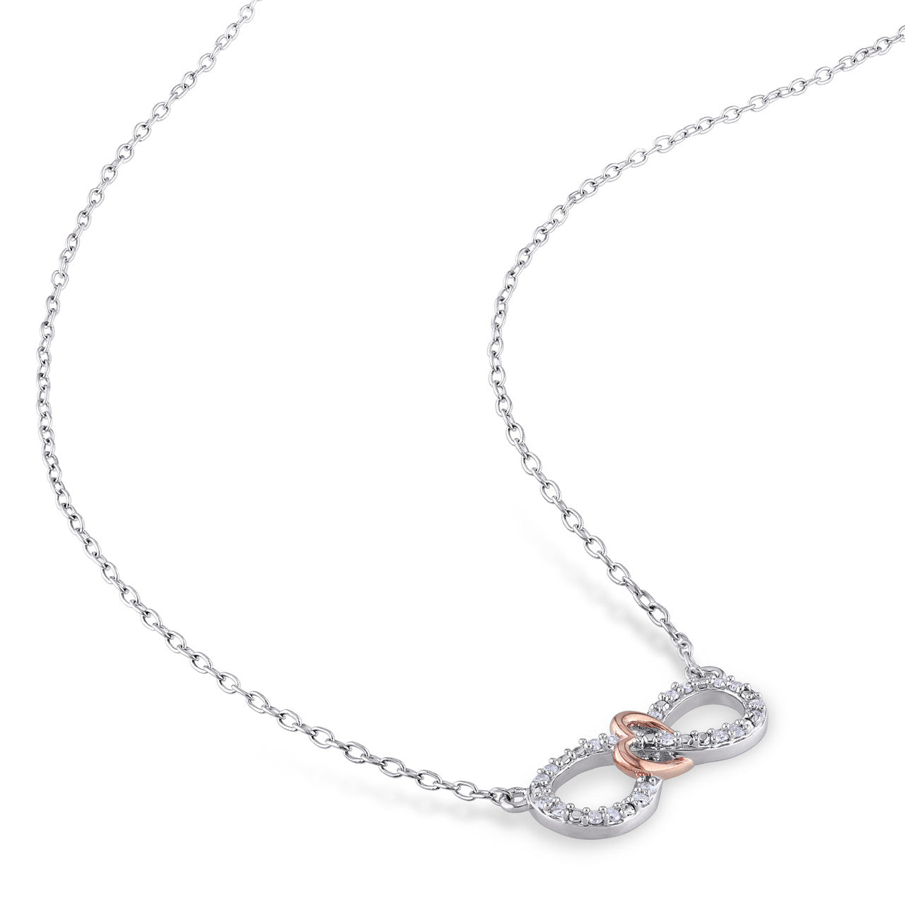 Ice Jewellery 1/10 CT TW Diamond Infinity Heart Necklace In 2-Tone