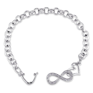 Ice Jewellery 1/10 CT TW Diamond Infinity Heart Bracelet In Sterling Silver - 75000005924 | Ice Jewellery Australia