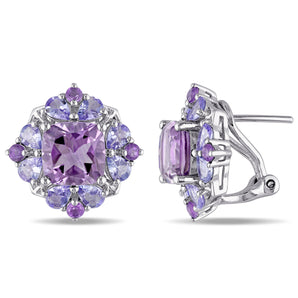 Ice Jewellery 5 7/8 CT TW Amethyst And Tanzanite Fashion Earrings In Sterling Silver - 75000005932 | Ice Jewellery Australia