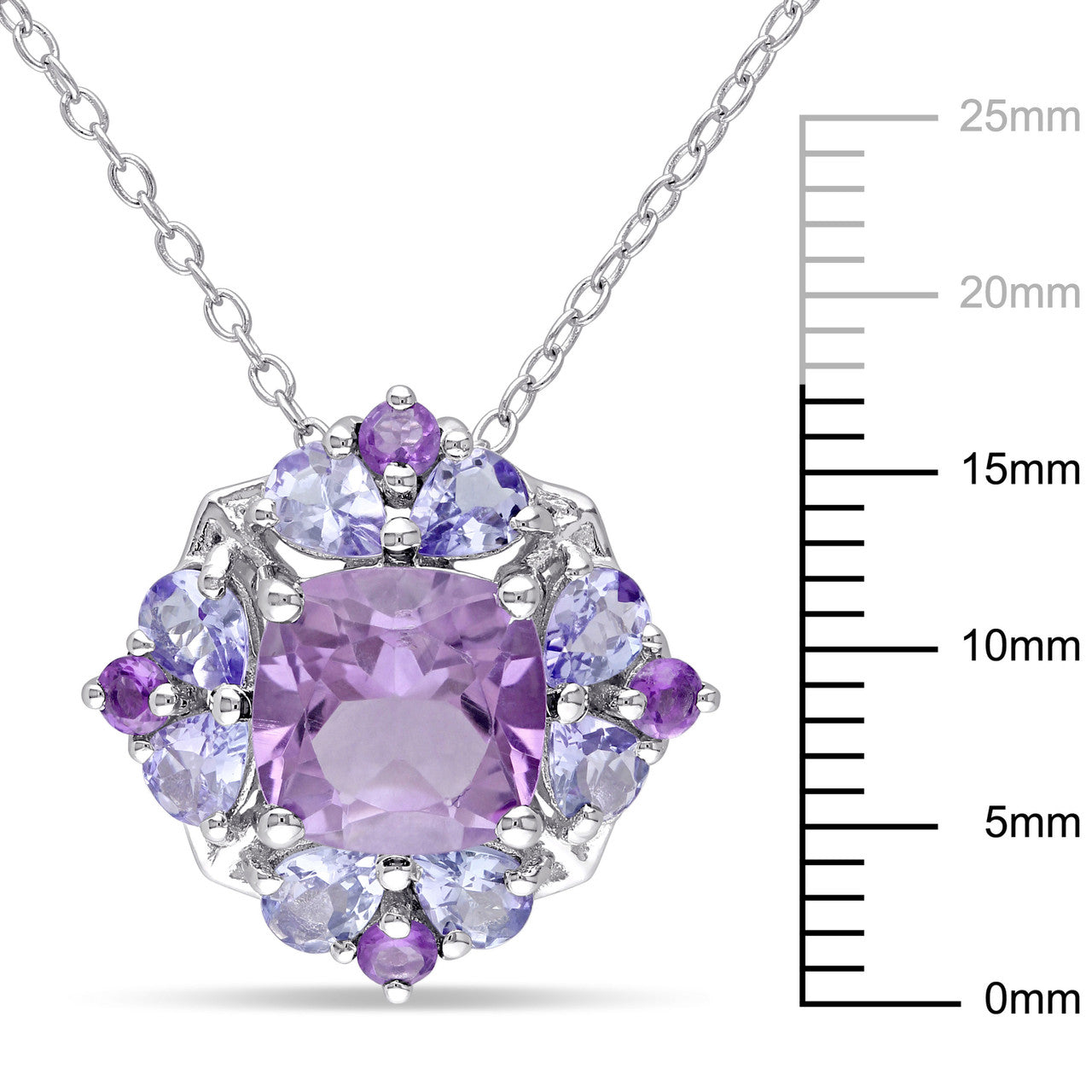 Ice Jewellery 3 CT TW Amethyst And Tanzanite Quatrefoil Floral Pendant With Chain In Sterling Silver - 75000005934 | Ice Jewellery Australia