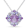 Ice Jewellery 3 CT TW Amethyst And Tanzanite Quatrefoil Floral Pendant With Chain In Sterling Silver - 75000005934 | Ice Jewellery Australia