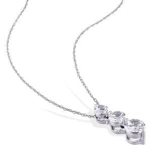 Ice Jewellery Created White Sapphire Graduated 3-Stone Pendant With Chain In 10K White Gold - 75000005937 | Ice Jewellery Australia