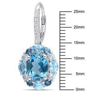 Ice Jewellery 7 7/8 CT TW London, Swiss, Sky Blue And White Topaz Leverback Floral Earrings In Sterling Silver - 75000005960 | Ice Jewellery Australia