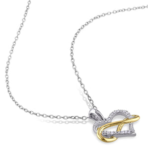 Ice Jewellery 1/10 CT TW Diamond Infinity Heart Pendant With Chain In 2-Tone White And Yellow Sterling Silver - 75000005896 | Ice Jewellery Australia
